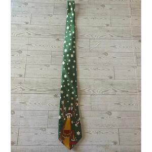 Funtyme Christmas Novelty Tie Moose Santa Green Snowflake Holiday Necktie